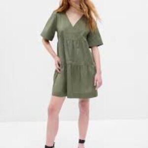 Gap Cotton Mini Dress Olive Green Sz XS
